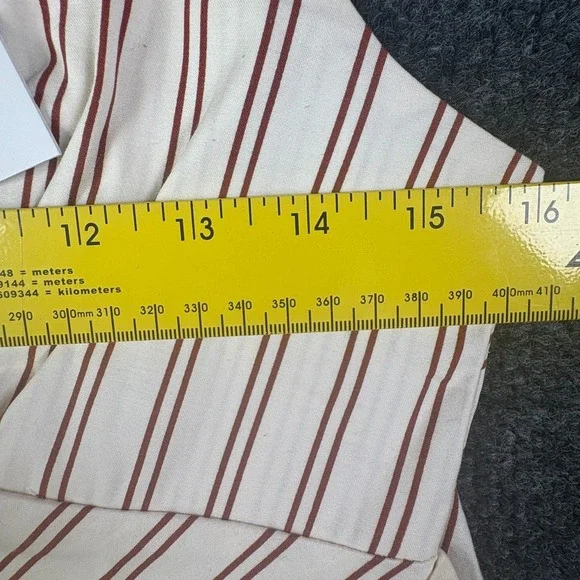 Reformation Tank Top Womens 2 Beige Brown Striped Tie Waist V Neck Casual Wear - Picture 9 of 10